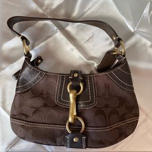 Coach brown jacquard monogram Hampton hobo shoulder bag